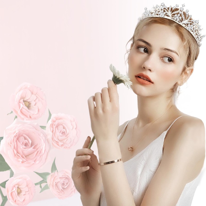 XIAQICA Crown Tiara Silver Crystal Diamond Tiara Women's Crown Wedding