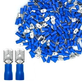 200Pcs Male Quick Disconnects Vinyl Insulated Spade Wire Connectors, 16-14 AWG-6.3mm 1/4" Electrical Crimp Terminal