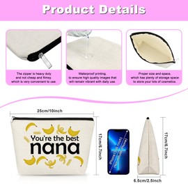 Mothers Day Gifts for Grandma Makeup Bag Best Grandma Gifts Nana Appreciation Gift Cosmetic Bag with Zipper Christmas Birthday Gift for Grandmother from Granddaughter Retirement Present