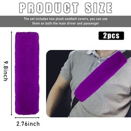 Gasedin 2 PCS Car Seat Belt Covers Shoulder Pad, Soft Synthetic Wool Sheepskin Seat Belt Shoulder Pad, Warm & Fluffy Seat Belt Cover for Comfortable Driving, Car Accessories (Purple)