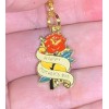 Gold Happy Mother’s Day Red Rose Charm Zipper Pull &