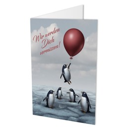 Penguin Maxi Card, Folding Card DIN A4 with Envelope, Farewell Card Colleagues, For Farewell to Colleagues, Farewell, Retirement