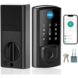 Smart Door Lock,Keyless Entry Door Lock for Front Door,Security Smart Deadbolt with Touchscreen Keypad,App Remote Control Fingerprint