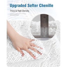 AMOAMI Unique Chenille Bathroom Rugs Super Absorbent Non Slip Bath Mat for Bathroom Floor 3D Tufted Thick Shaggy Bath Rugs Luxury Textured Plush Soft Bathroom Mat, Machine Washable, 20" x 32", White