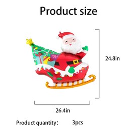 HADCKJA Santa Claus Balloons Christmas Balloons Sleigh Santa Claus Foil Balloons for Christmas-Themed Party Birthday Party Supplies Decorations Party Decorations Balloons Party Sets-3pcs