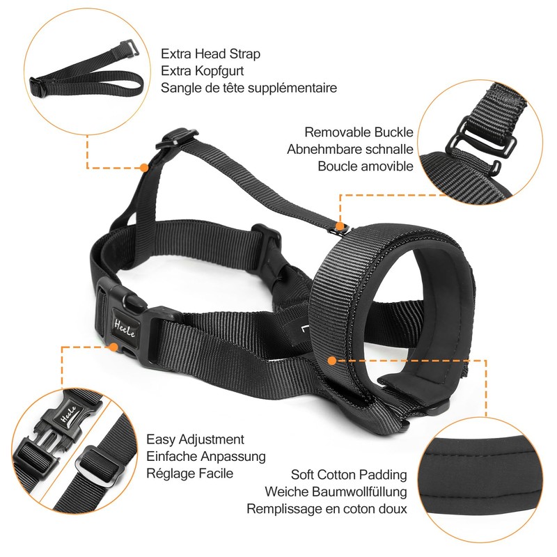 HEELE Dog Muzzle with Head Strap and Adjustable Loop and