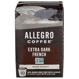 Allegro Coffee, Coffee French Roast Extra Dark Pods 10 Count, 3.8 Ounce