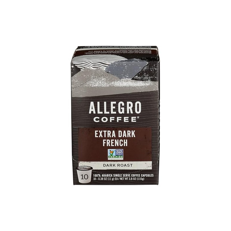 Allegro Coffee, Coffee French Roast Extra Dark Pods 10 Count,