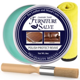 SHABEIBEI 8 OZ Furniture Salve with Brush for Leather Wood, Natural Polisher and Conditioner for Leather Couch and Furniture- Repair Salve with Brush and Towel