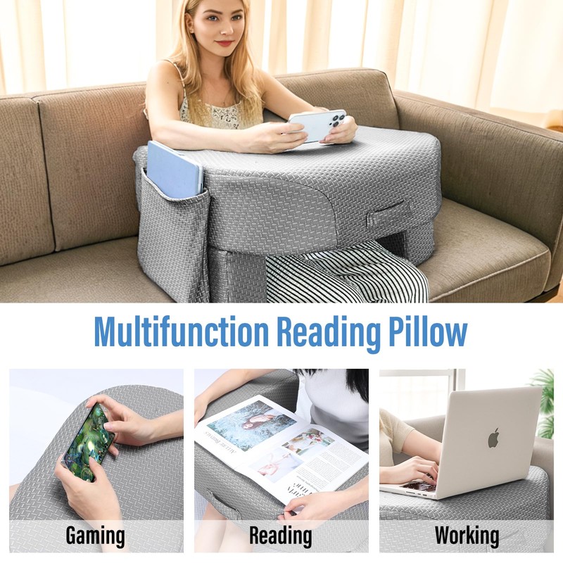 LEBENGURU Reading Pillow for Laptop, Extra Large Armrest Gaming Pillow
