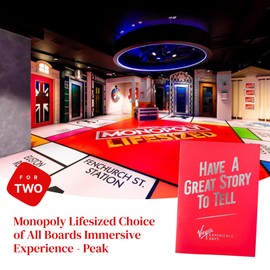 Monopoly Lifesized Immersive Experience for Two - Earn money and complete escape room challenges as you move across the giant board