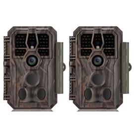 GardePro E5 Trail Camera 2 Pack, 48MP 1296p, Game Cameras with 100ft No Glow Night Vision Motion Activated Waterproof for Deer Wildlife Cam, Hunting