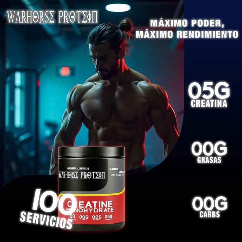 Creatina Monohidratada Warhorse 500 Gramos En Polvo Varios
