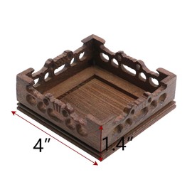 Pufguy Traditional Craft Wooden Base Wood Display Stand Oriental Square Shape Pedestal 4" x 4"