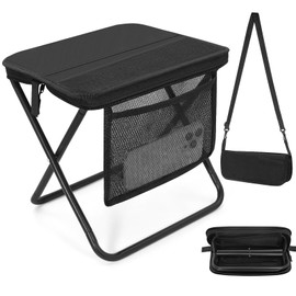 Portable Folding Camp Stool with Side Pocket, Lightweight Foldable Camping Stool for Adults, Backpacking Travel Fishing Stool Mini Chair, Compact Folding Seat with Storage Bag
