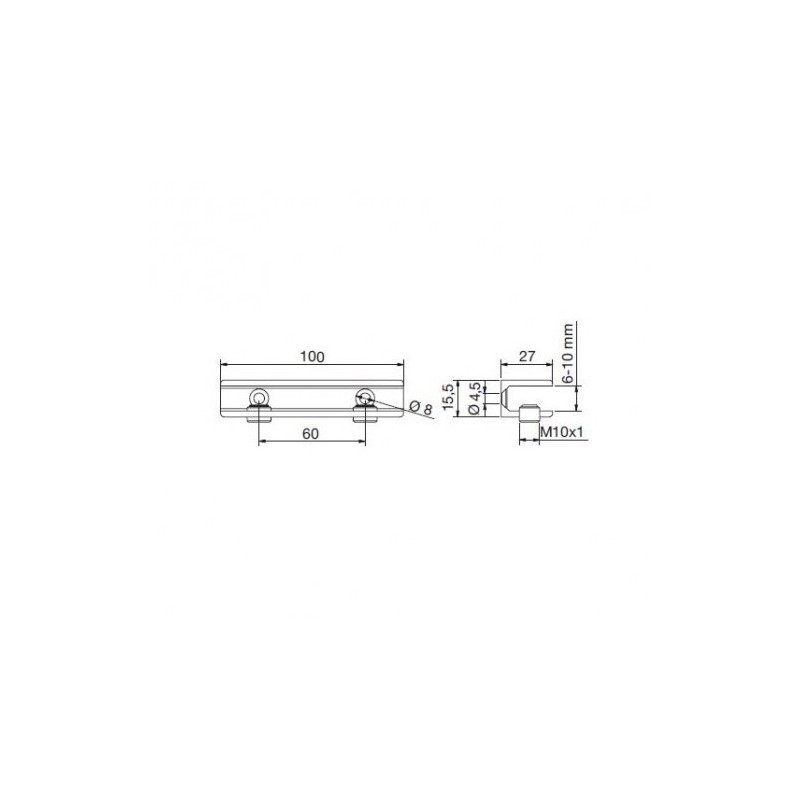 Square Glass Holder 100 x 27 mm for 6-10 mm
