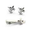 Fleur De Lis Cufflink and Tie Clip Set for Men