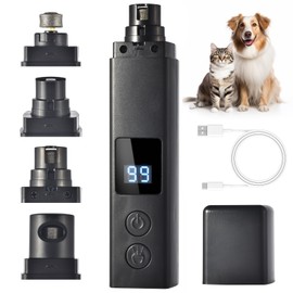 Professional 4-Speed Dog Nail Grinder, Electric Rechargeable Dog Nail Grinder with UV & Interactive Lights, Rechargeable Quiet Pet Nail Grinder, Nail Clippers for All Type Dogs Cat (Black)