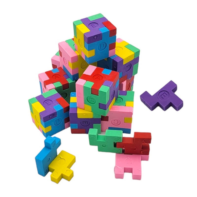 Colorful 1.125 Inch Puzzle Cube Erasers (12 Pack) 1.125". Fidget