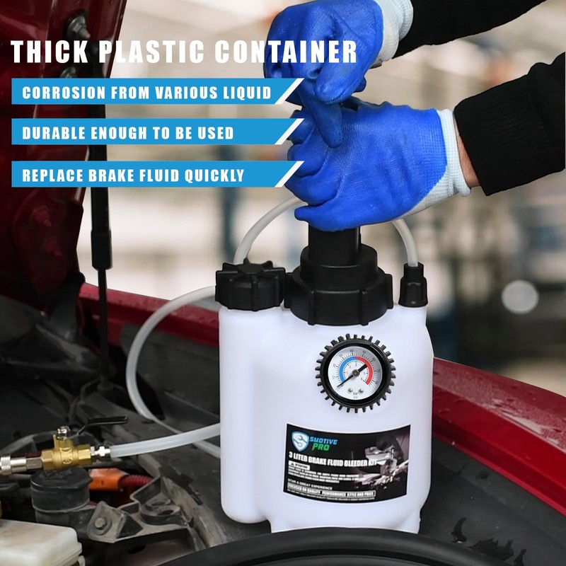 SMOTIVEPRO 3L Manual Brake Bleeder Fluid Pump and 1L Waste