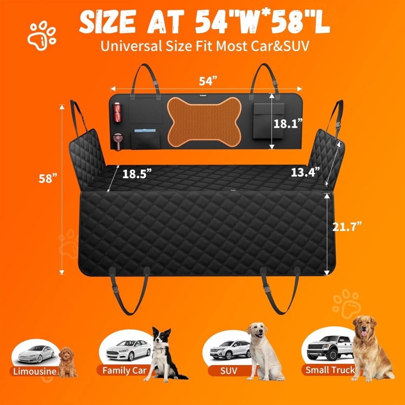 Dog Seat Cover for Car Back Seat Zipper Mesh Window