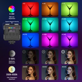 NEEWER Magnetic RGB Video Light, 2 Pack 360° Full Color RGB61 LED Camera Light with 3 Cold Shoe Mounts/CRI 97+/20 Scene Modes/2500K-8500K/2000mAh Rechargeable Portable Photography Selfie Lighting