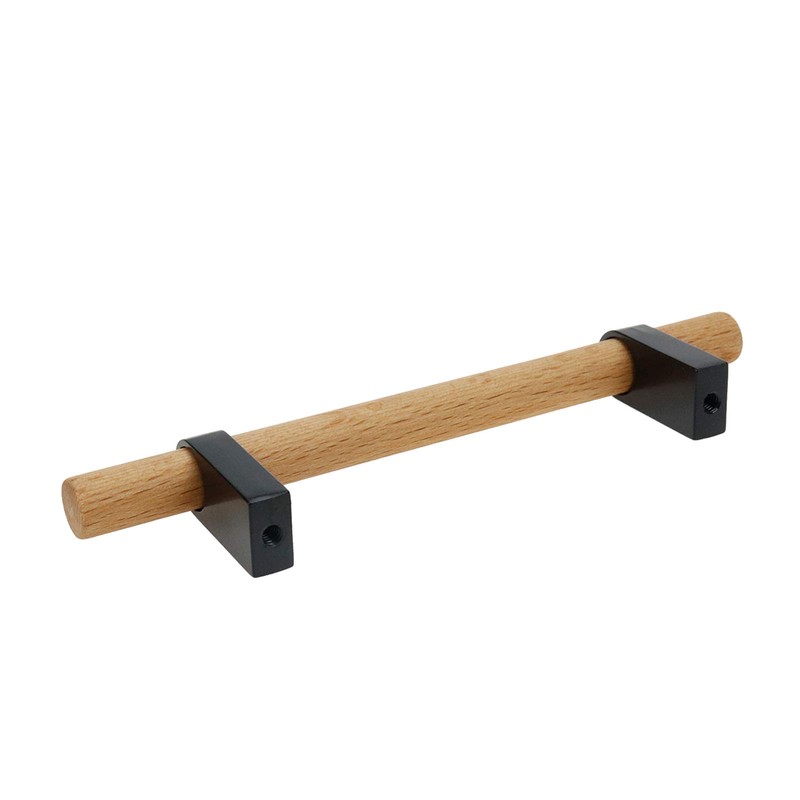 Mcredy Cabinet Handles Wood Black Drawer Pulls Knobs 3.78" Hole