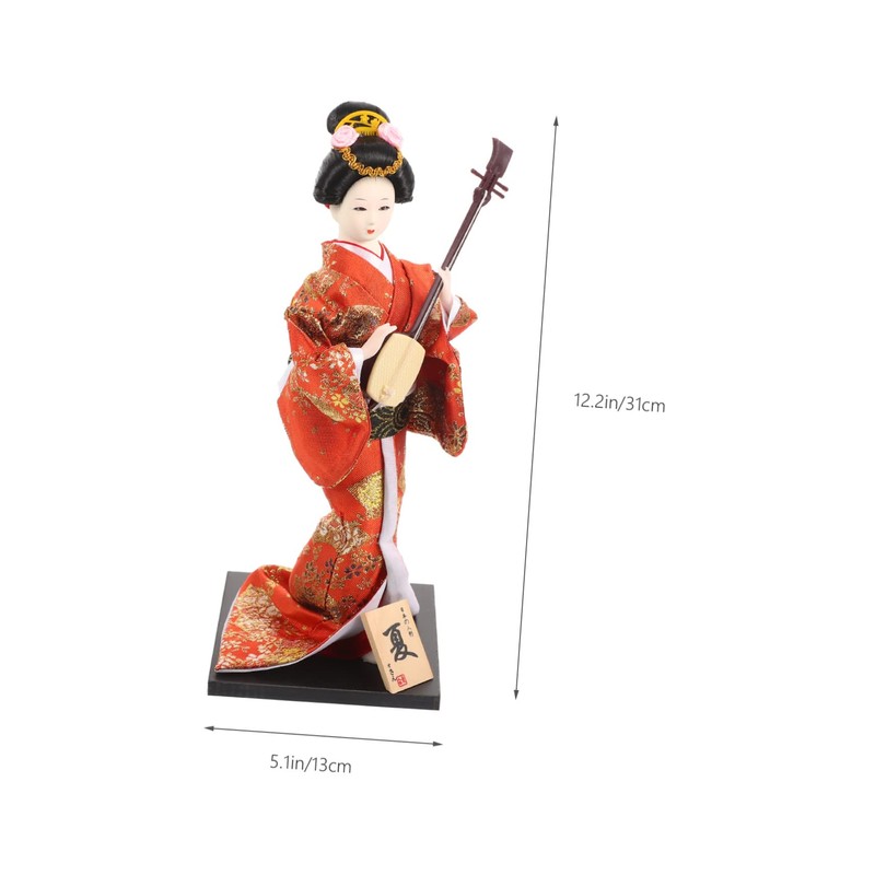 Alipis Japanese Geisha Doll Traditional Kimono Statue Artistic Home Decor