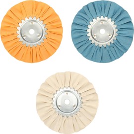 3pcs 8" Airway Buffing Wheel Kit (White/Orange/Blue), 5/8" Arbor Hole,16 Ply Fine, Medium, Coarse, Polishing for Angle Grinder Mirror Finish on Aluminum and Stainless