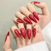 Dark Red Almond Cat Eyes Press On Nails,12 Sizes -