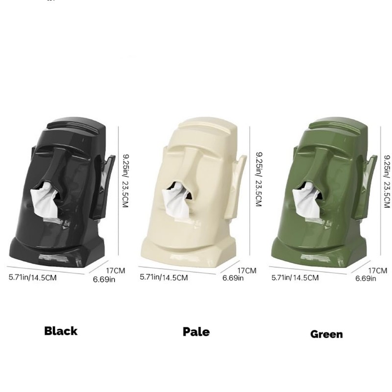 Xuirihusi Moai Tissue Box Holder with Headphone Holder, Suitable for