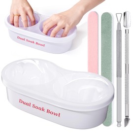 Rosiour Dual Nail Soaking Bowl: Gel Nail Polish Remover, Acetone Soak Off Bowl with Acrylic Nail Remover Kit, Dip Powder Remover Double Manicure Bowl for Salon and Home Use(White)