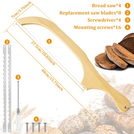 4 Pack Bread Slicer with 8 Replacement Serrated Blades for Homemade Bread