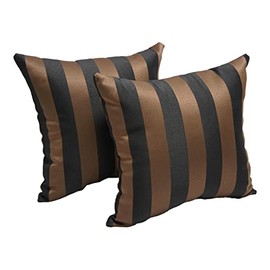 Blazing Needles Chocolate Stripe 17-inch Indoor/Outdoor Throw Pillow (Set of 2), 17 x 17, Brown
