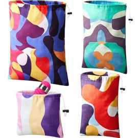 Amylove 4 Pcs Adult Game Toy Storage Bags Drawstring Gift Pouches Reusable Organizer for Adult Toy Bags Foldable Ditty Pouches, 4 Sized for Home Travel(Stylish Color,Stylish)