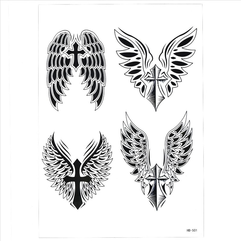 5 Sheets Temporary Saint Mary Religious Cross Tattoo Praying Hand