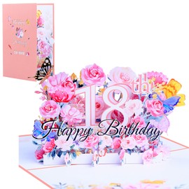Pop Up 18th Birthday Cards For Women, Daughter 18th Birthday Cards, 3d Pop Up Flower 18th Butterfly Card For Her, Daughter, Sister, Girlfriend, Girls, Attach A Delicate Envelope (18)