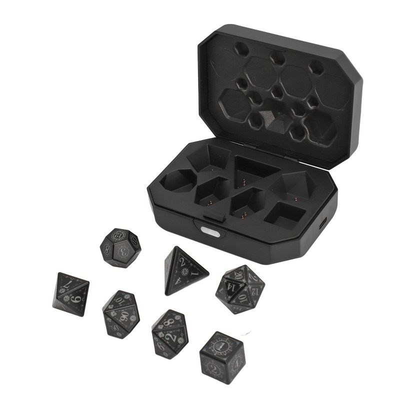7pcs Electronic Dice LED Rechargeable with Charging Compartment Light Up