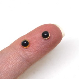 4mm Orange Great Horned Owl Tiny Bird Glass Eyes Pair of Small Flatback Cabochons for Toy Sculpture Polymer Clay Art Doll or Jewelry Making (4mm)