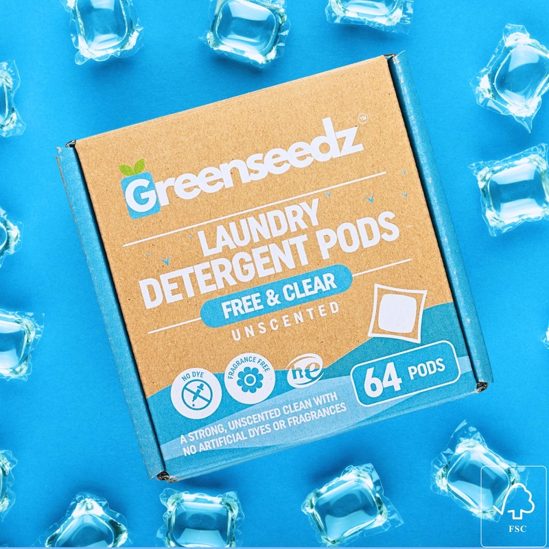 Laundry Detergent Pods Free & Clear, Unscented, 64 Count, Eco