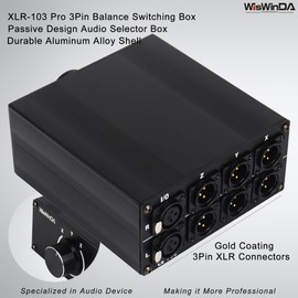 WisWinDa Pro XLR-103 1-IN-3-OUT Audio Switch Balanced Audio Converter 3 Channel HiFi Stereo Passive Audio Selector Switcher Box No Loss Switching Aluminum Shell (XLR Switch Box 1-in 3-Out)