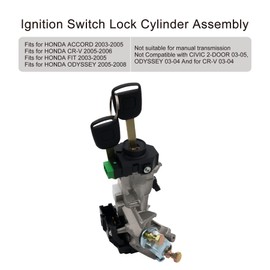 Ignition Switch Lock Cylinder Assembly Fits for Honda Accord CRV Civic Odyssey FIT 2003-2008 with 2 Keys (ID48 chip) Replace 06350-SAA-G30 35100-SDA-A71