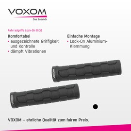 Voxom Bicycle Grips Gr32 - Lock-On Grips with Aluminium Clamping - Surface Design Provides Control and Provides Grip - 136 mm - 722000042