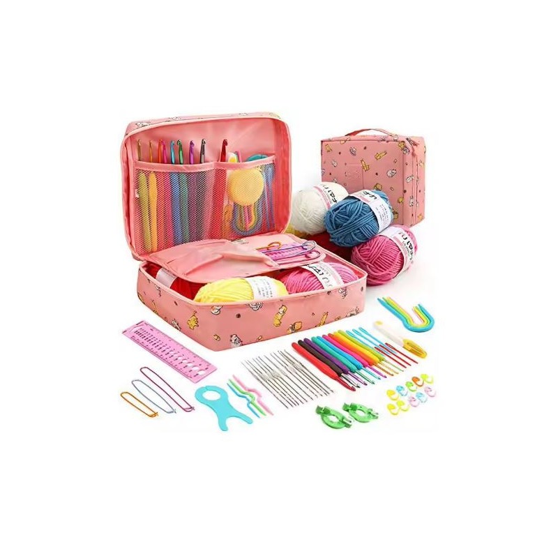 58-Piece Crochet Starter Kit for DIY Yarn Projects – Blue