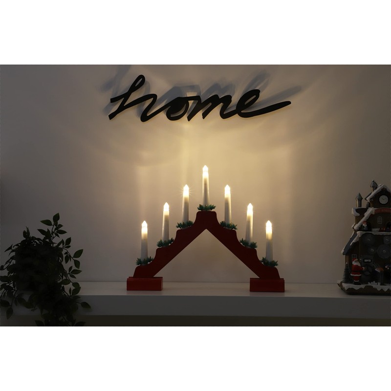 Christmas Concepts® Christmas Red Wooden Candle Bridge with Warm White