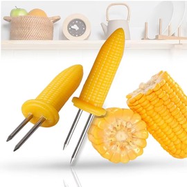 OUDQFCJ Pack of 20 BBQ Corn Holders Stainless Steel Corn on the Cob Skewers Corn Cob Holder with Double Prongs Corn Picks for Grill Corn Cob Grill Accessories