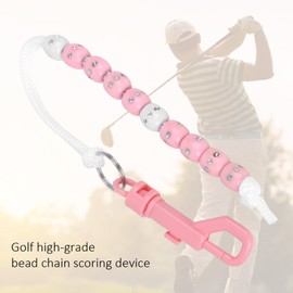 EIMSOAH Ball Beads Putt Counter,Golf Beads Score Counter with Clip, Golf Bead Chain Score Counter with Artificial Shining Stone Golf Counter Putting for Training(Pink)