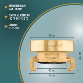 Poppstar Brass Quick Coupling 1 1/2 Inch Internal Thread (System Geka Coupling 1 1/2 Inch Thread)
