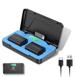 POEOSAS NP-FW50 Battery for A7II, 1400mAh with USB-C 20W Fast Dual Channel Charge Case for Sony ZV-E10, Alpha A6000 A6100 A6300 A6400 A6500 A5100 A7 A7II A7R A7RII A7S A7SII, Magnetic Snap Cover