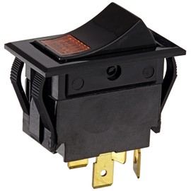 NSi Industries, LLC Rocker Switches, On Off Circut Function, DPST, 15/10 amps at 125/250 VAC, 1.088" Width, 0.426" Height, 0.709" Depth, Amber - 77020RQ